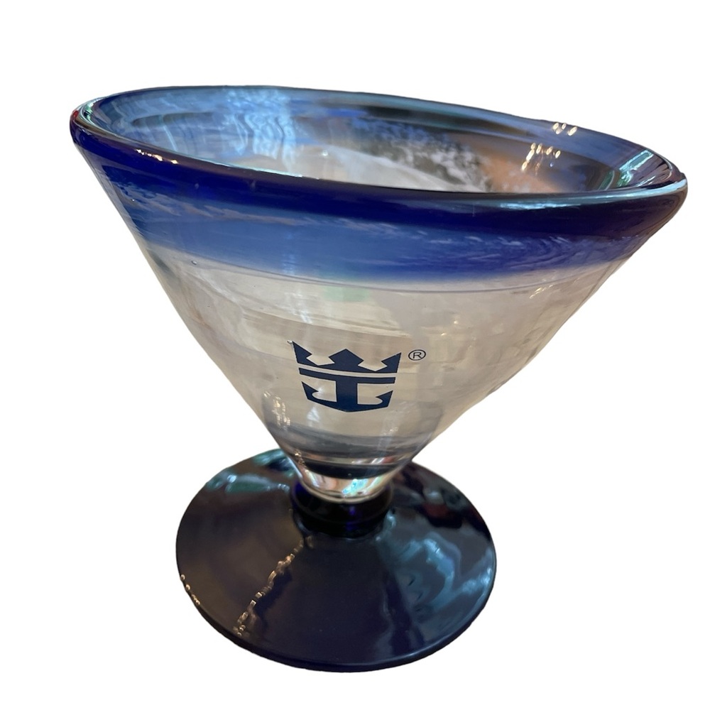 Kosta Boda Hand Blown Glass Royal Caribbean Martini Margarita Blue White…